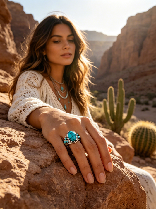 Turquoise Dream Ring | Silver-Plated Boho Gemstone Jewelry for Women