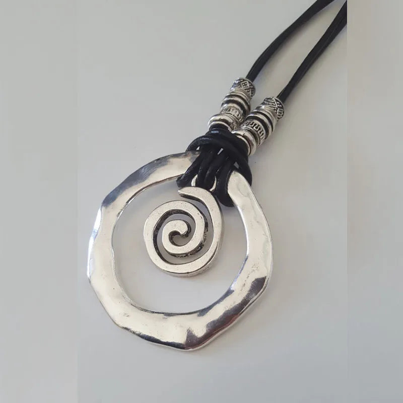 Bohemian Feather & Leaf Pendant Necklace
