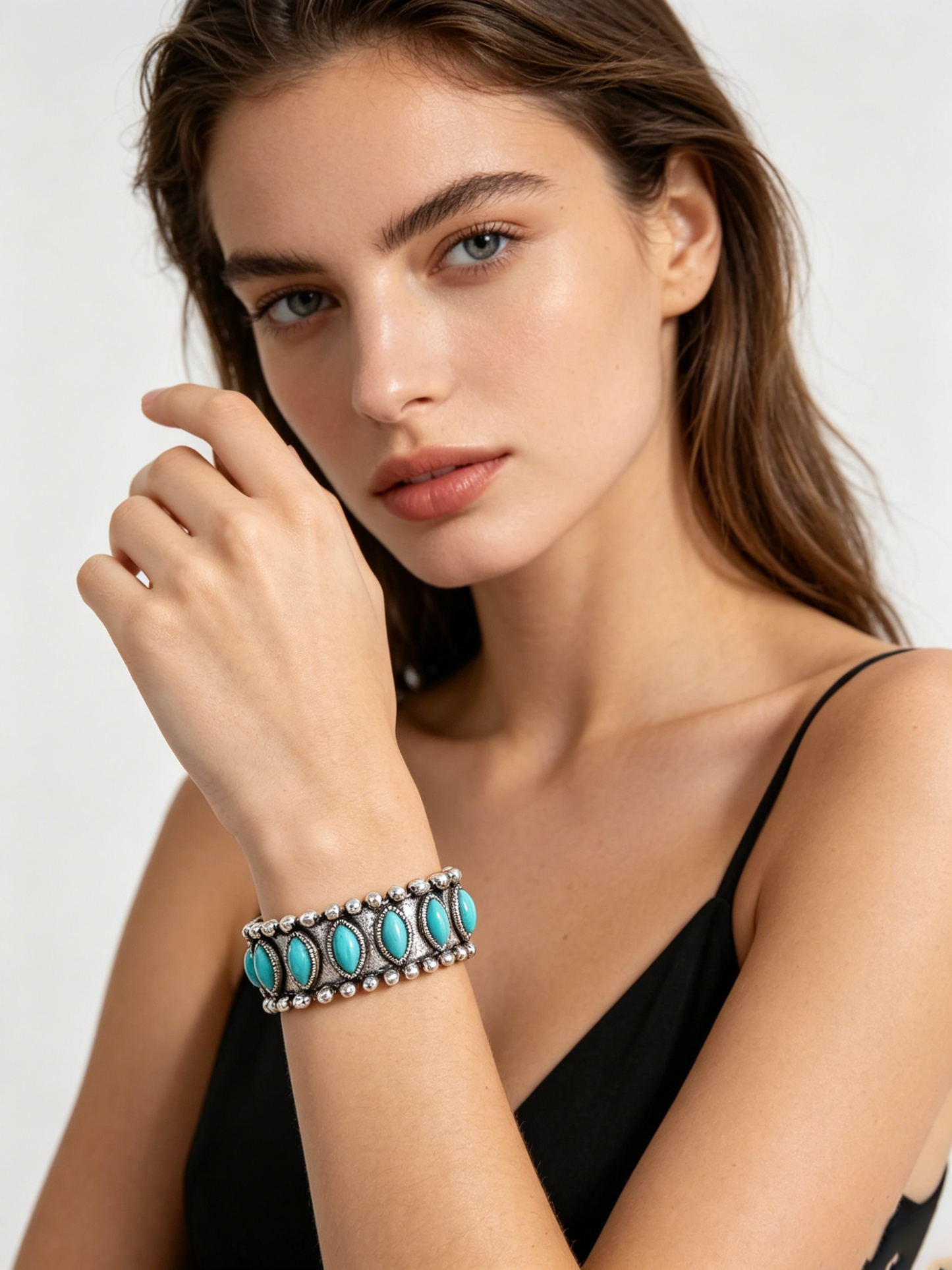 Boho Turquoise Cuff Bracelet | Adjustable Open Bangle