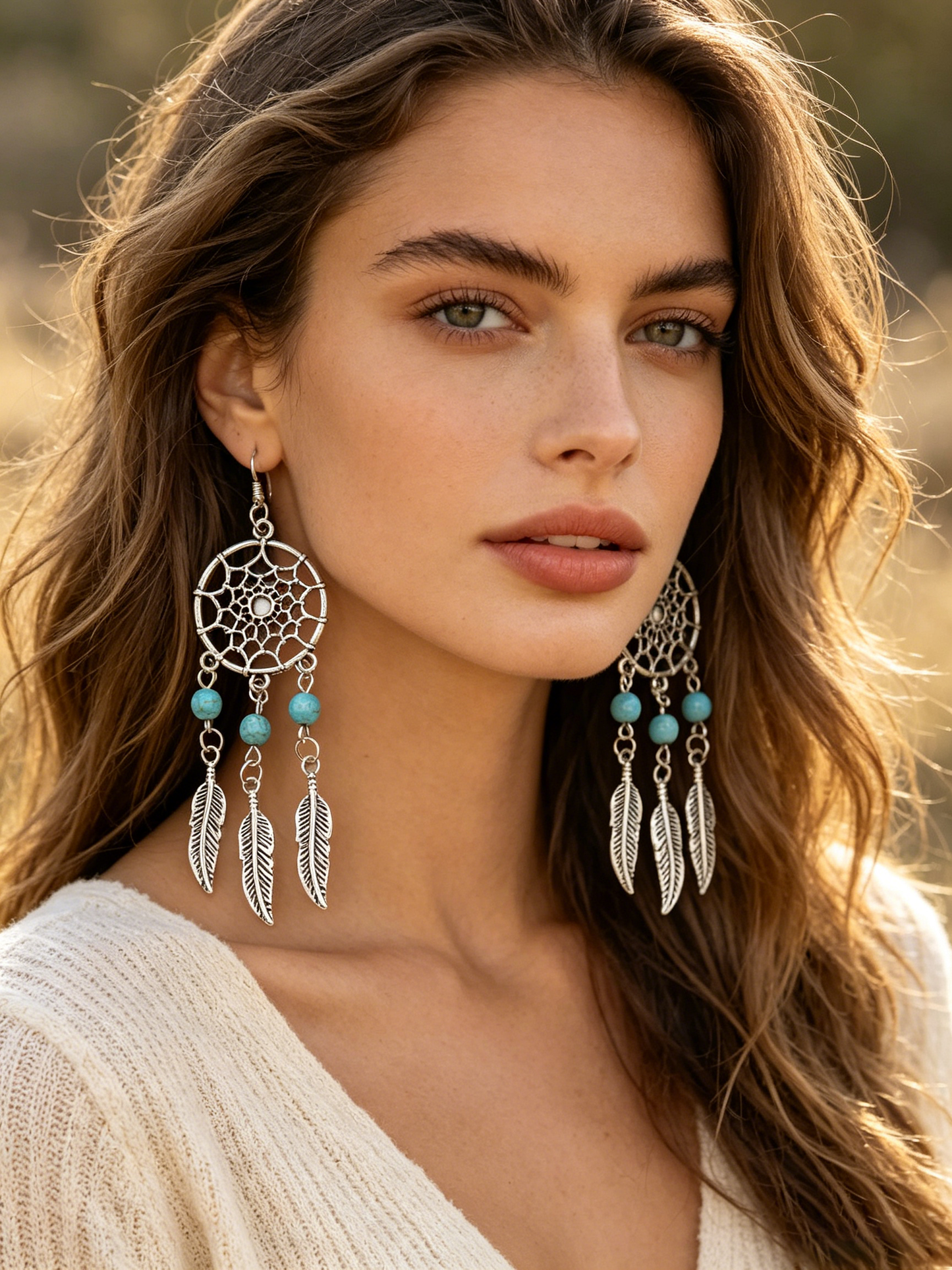 Silver Dreamcatcher Tassel Earrings | Boho Long Drop Design for Women