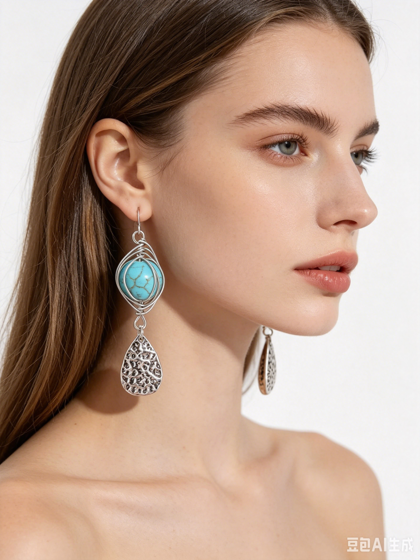 Bohemian Turquoise Dangle Earrings – Vintage Silver Plated Statement Jewelry for Women