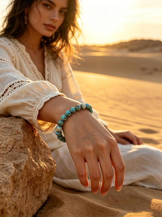 Turquoise Bliss Unisex Stacking Bracelet | Bohemian Natural Stone & Blue Beads