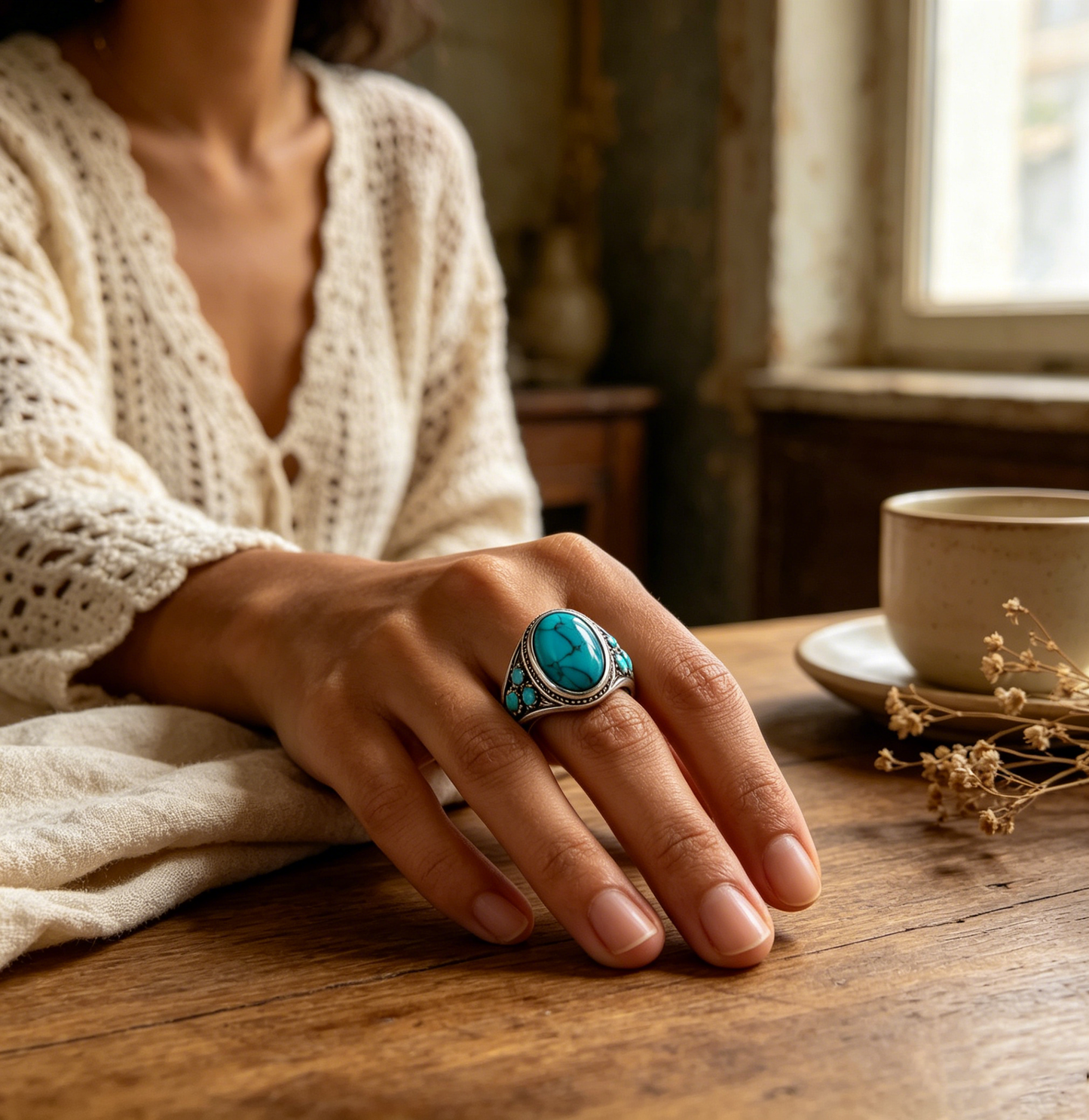 Turquoise Dream Ring | Silver-Plated Boho Gemstone Jewelry for Women
