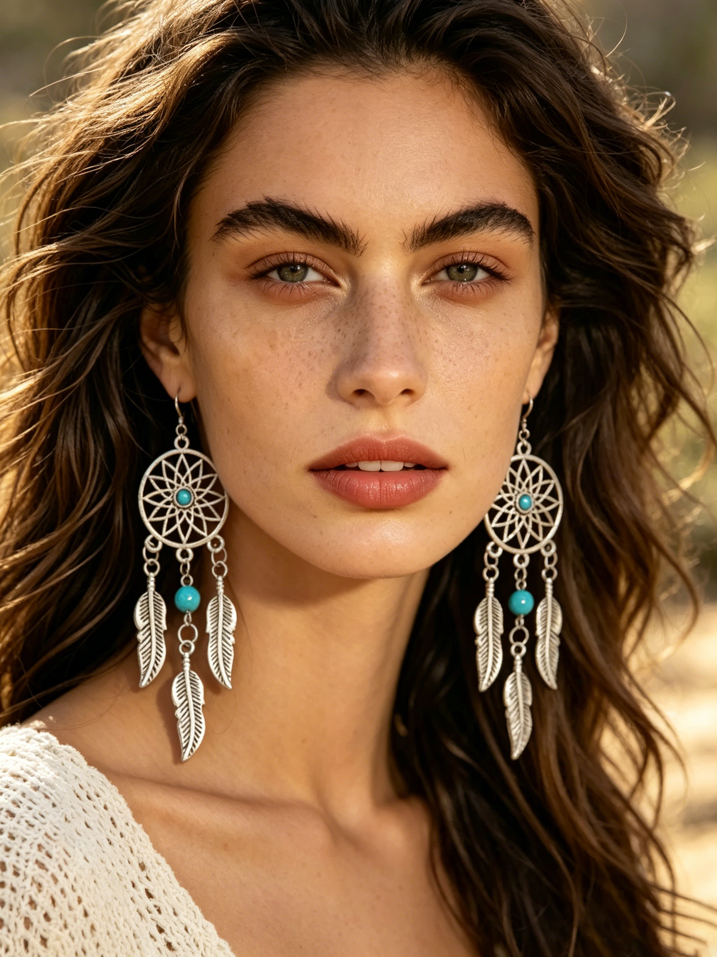 Silver Dreamcatcher Tassel Earrings | Boho Long Drop Design for Women