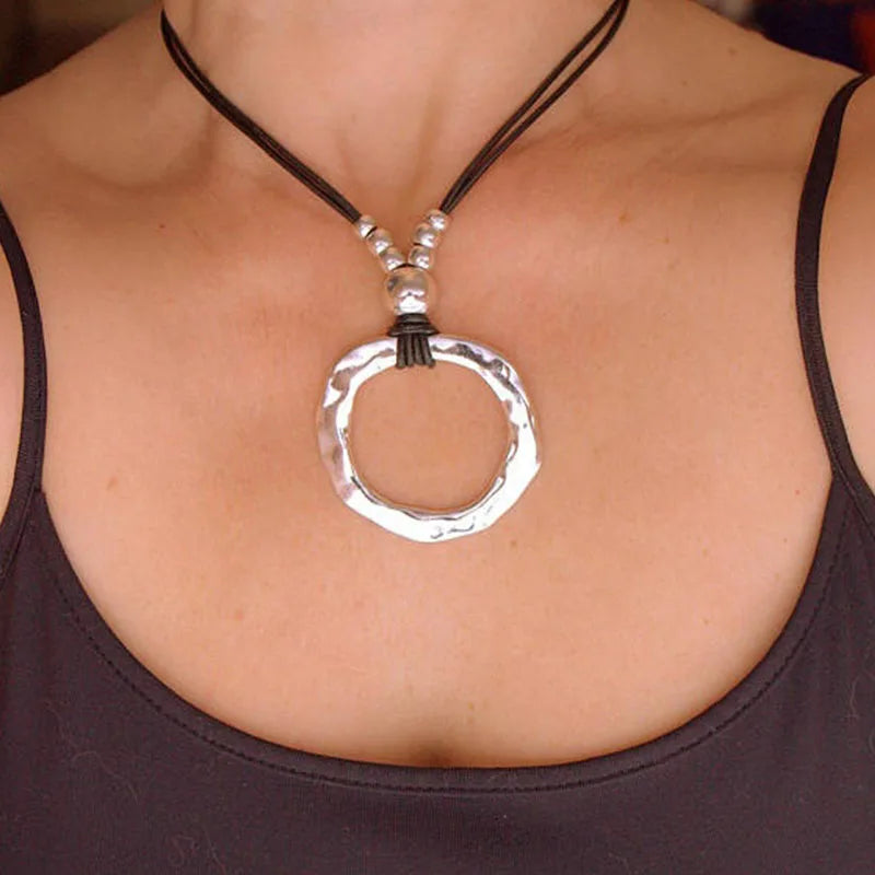 Bohemian Feather & Leaf Pendant Necklace