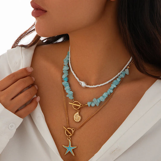 Boho Gold Layered Necklace Set
