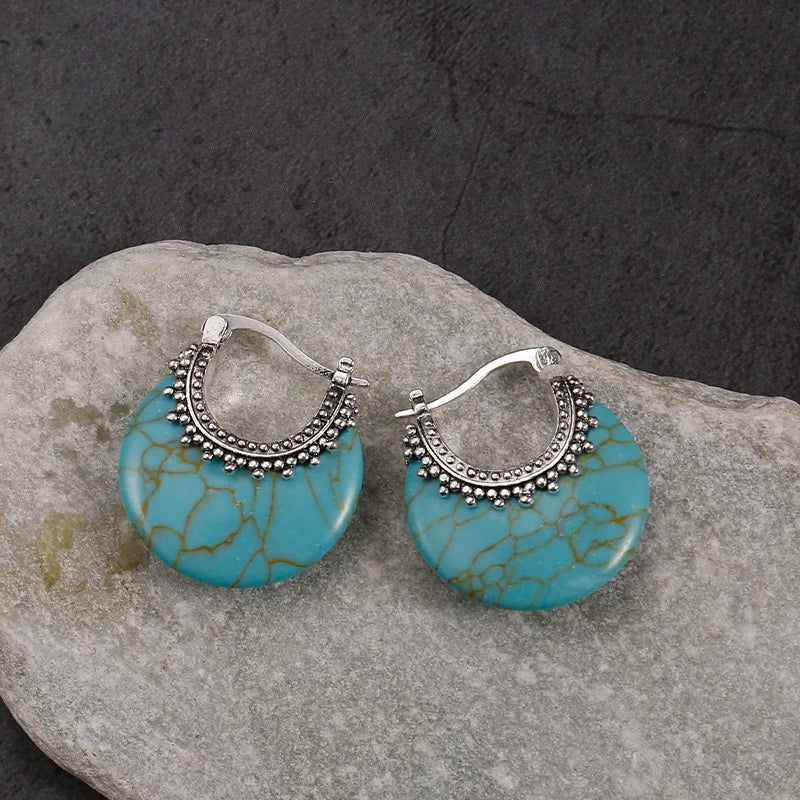 Boho Vintage Turquoise Drop Earrings | Elegant Charm Jewelry