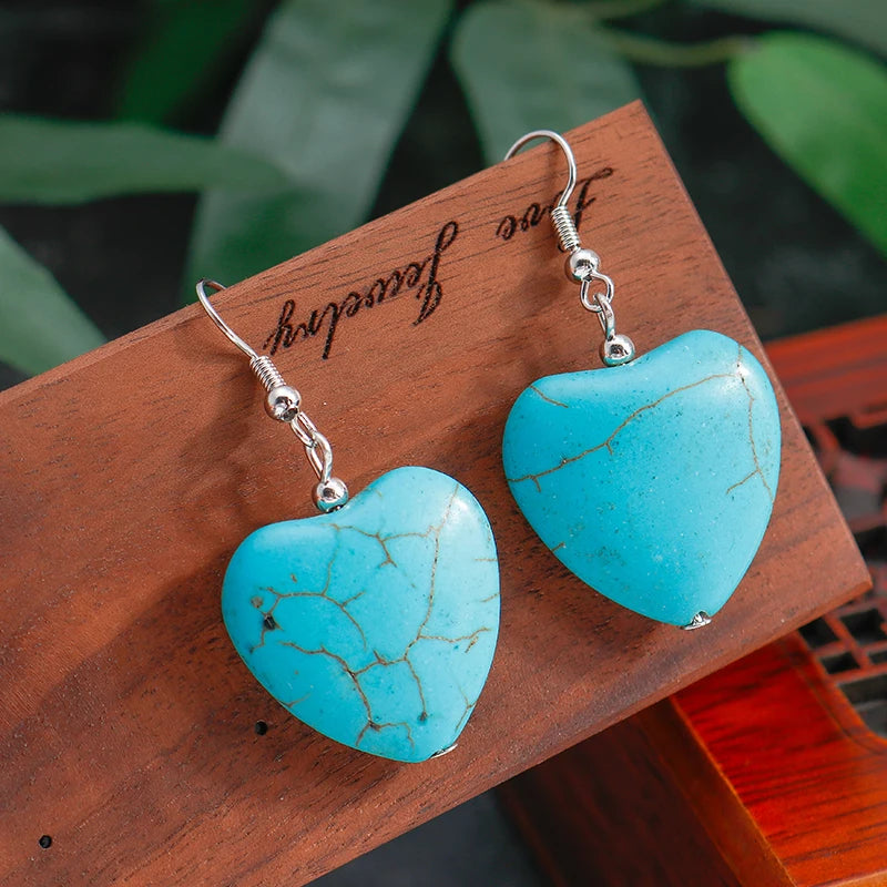 Turquoise Dangle Earrings for Women | Round Stone Design | Perfect for Parties & Holidays | Stylish Jewelry Gift