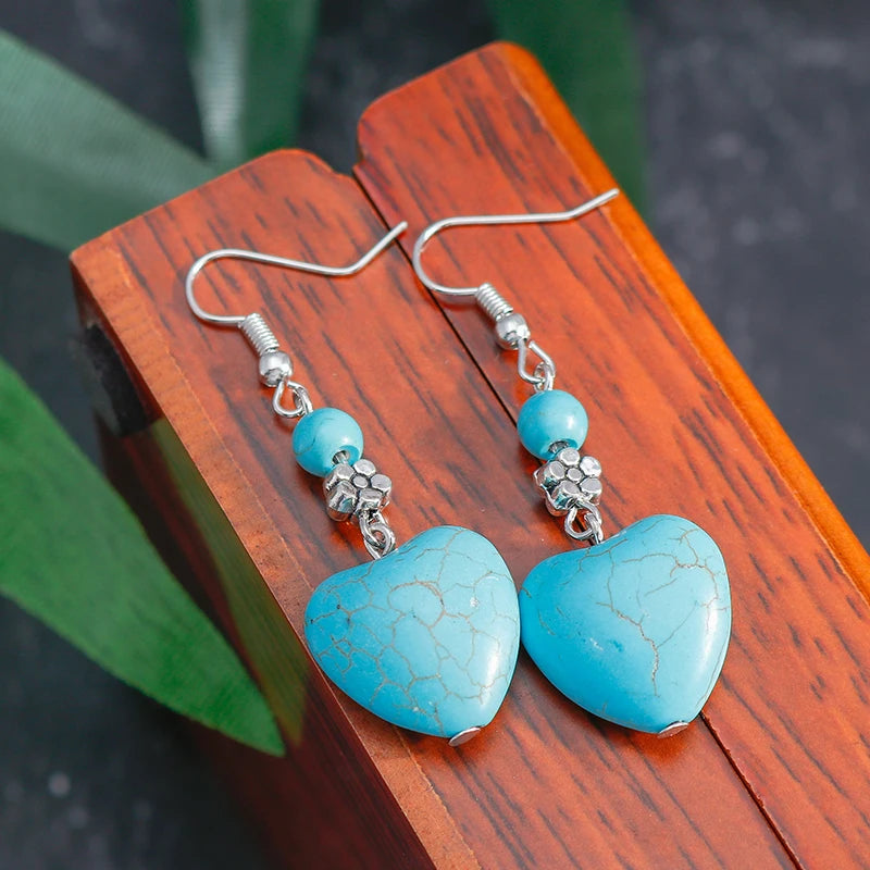 Turquoise Dangle Earrings for Women | Round Stone Design | Perfect for Parties & Holidays | Stylish Jewelry Gift