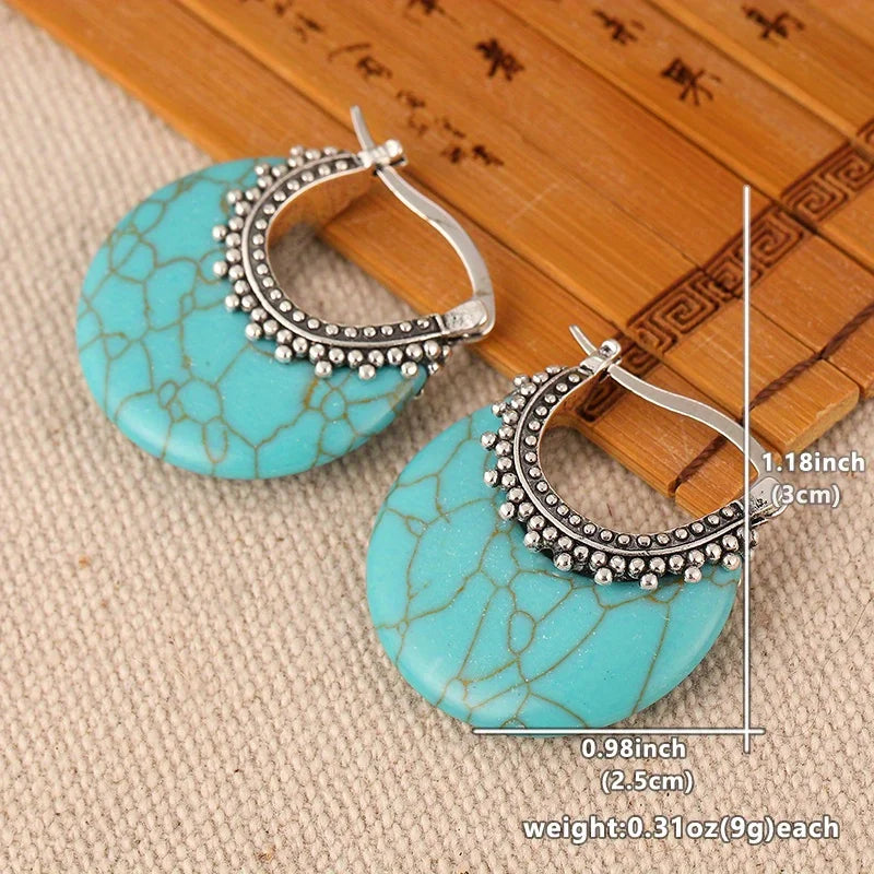 Boho Vintage Turquoise Drop Earrings | Elegant Charm Jewelry