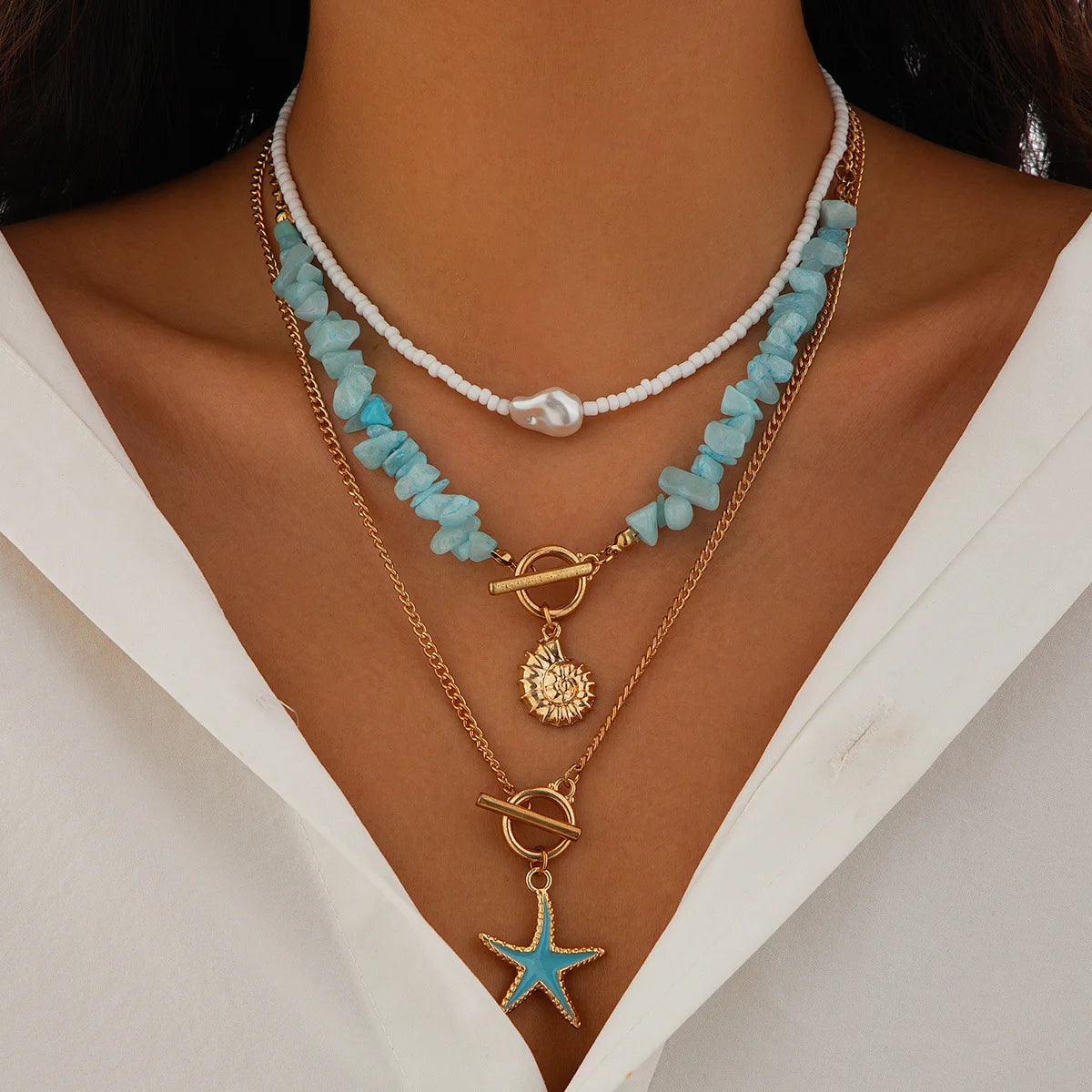 Boho Gold Layered Necklace Set