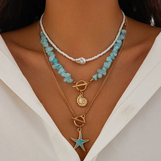Boho Gold Layered Necklace Set