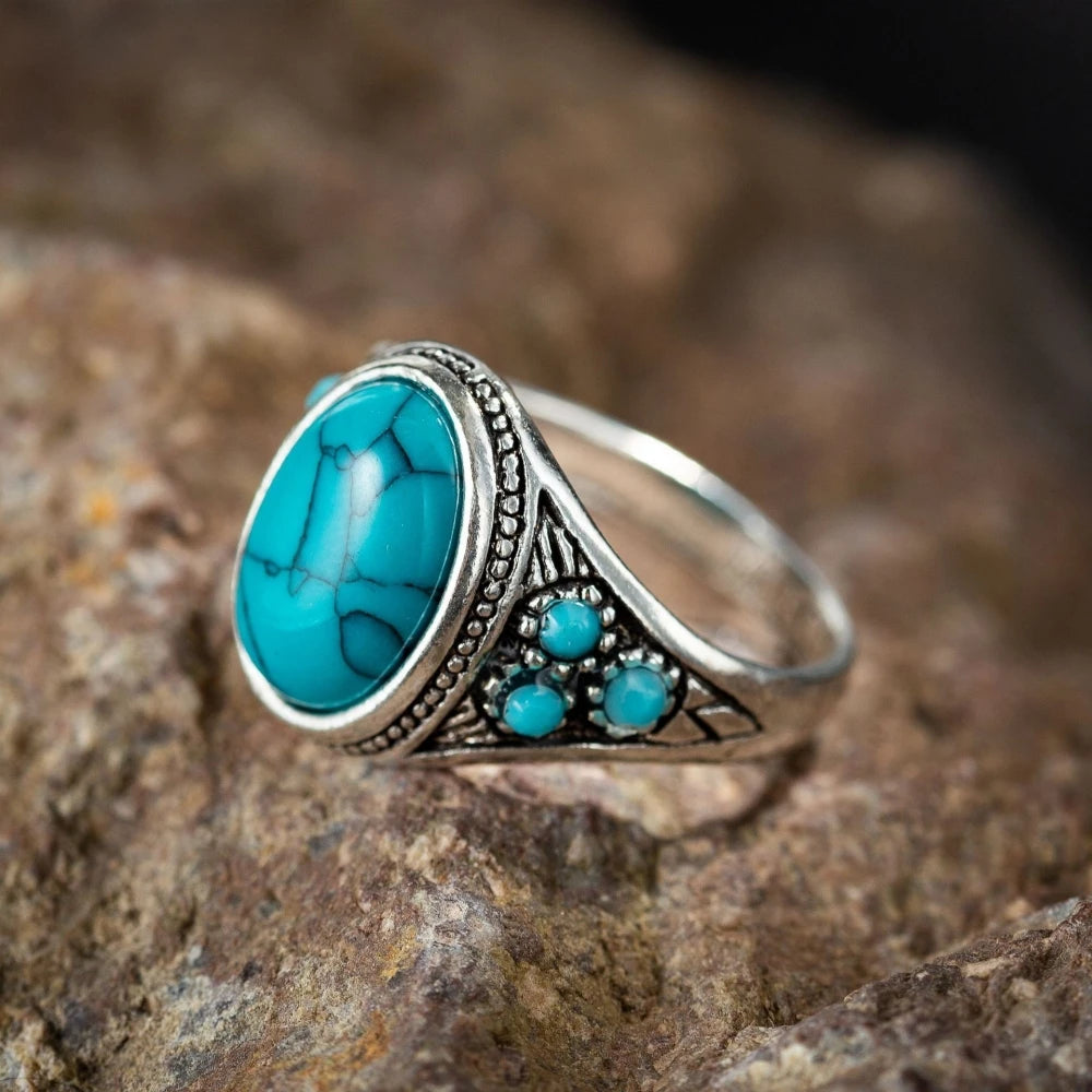 Turquoise Dream Ring | Silver-Plated Boho Gemstone Jewelry for Women