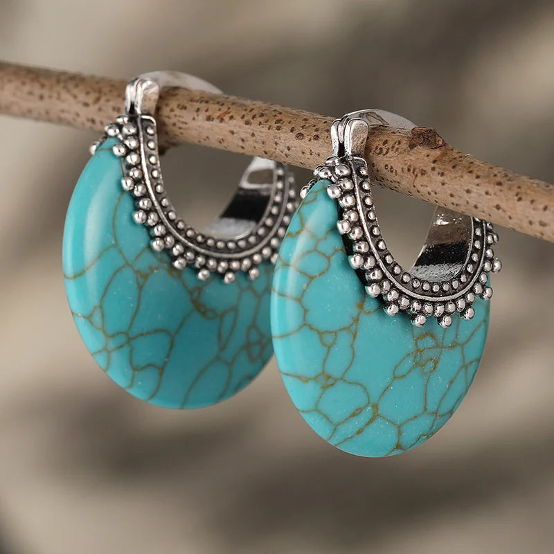 Boho Vintage Turquoise Drop Earrings | Elegant Charm Jewelry