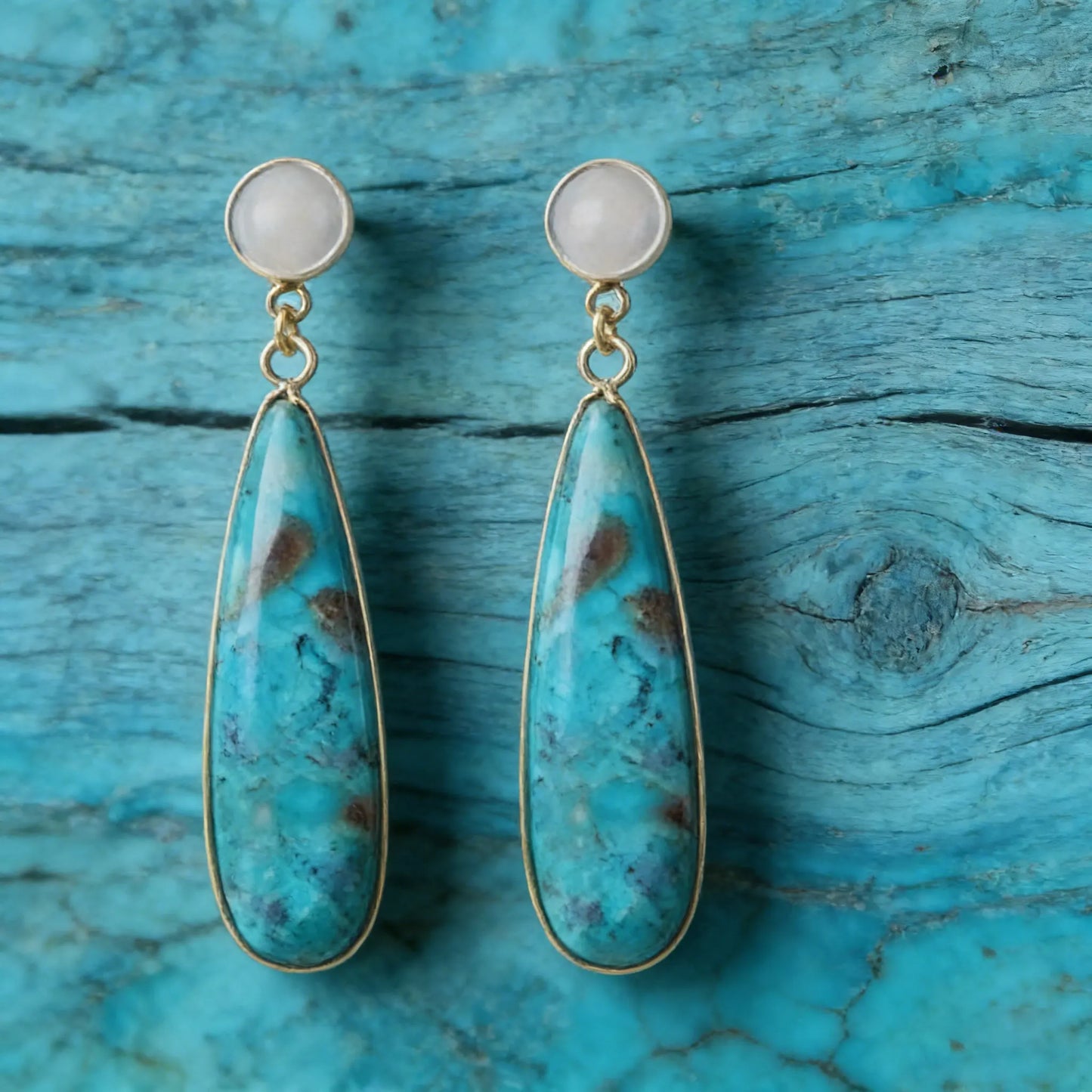 Turquoise Teardrop Earrings | Bohemian Vintage Dangle Earrings for Women