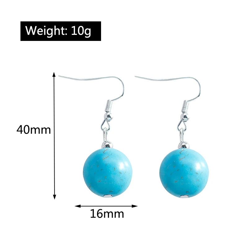 Turquoise Dangle Earrings for Women | Round Stone Design | Perfect for Parties & Holidays | Stylish Jewelry Gift