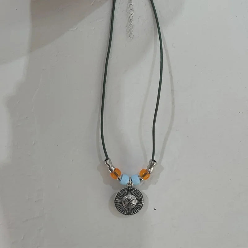 Bohemian Turquoise Beaded Pendant Necklace