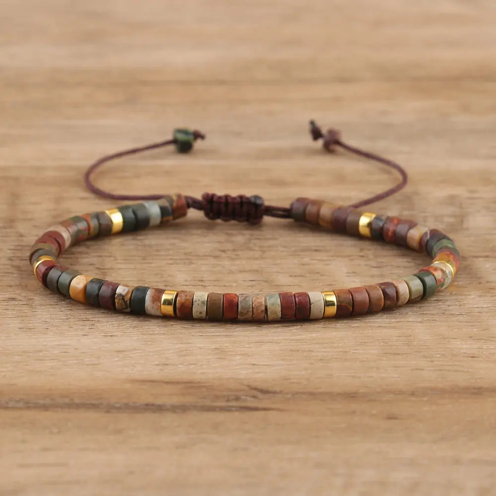 Boho Bliss Natural Stone Beaded Bracelet | Adjustable Gemstone Jewelry for Effortless Style
