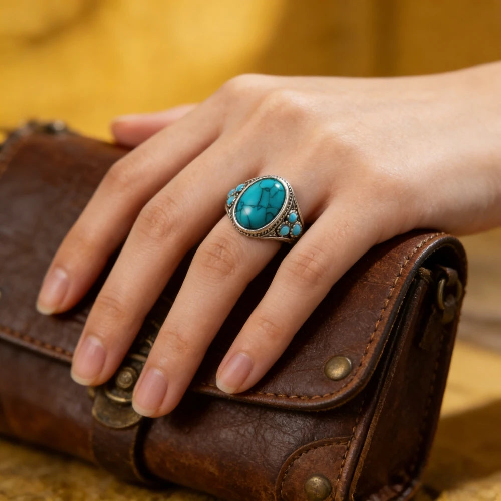 Turquoise Dream Ring | Silver-Plated Boho Gemstone Jewelry for Women