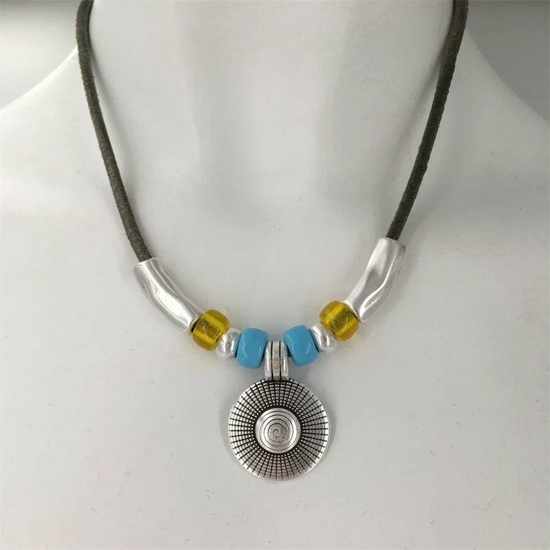 Bohemian Turquoise Beaded Pendant Necklace