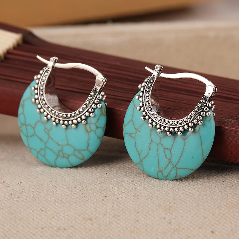 Boho Vintage Turquoise Drop Earrings | Elegant Charm Jewelry