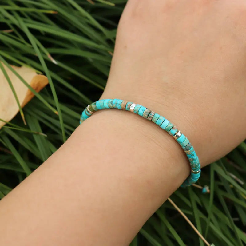 Boho Natural Stone Beaded Bracelet | Adjustable Woven Rope Gemstone Jewelry