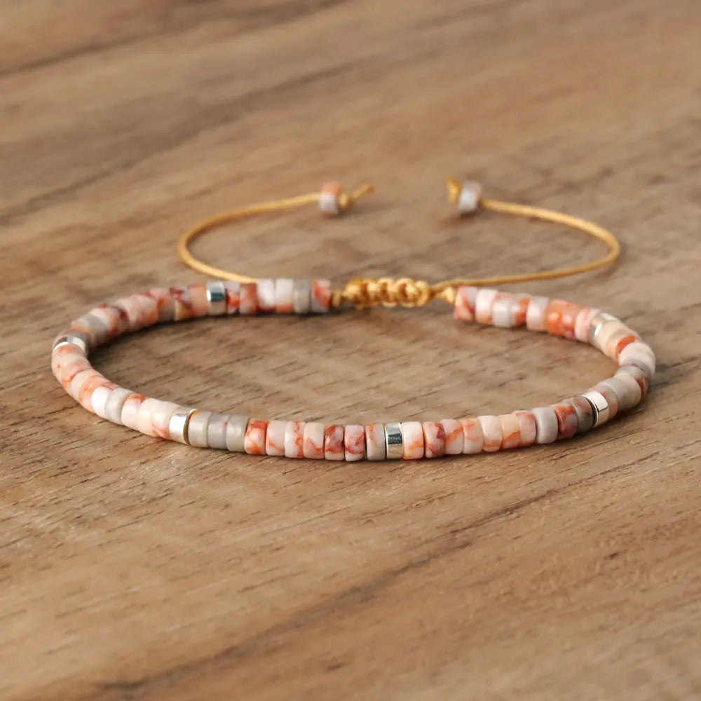 Boho Bliss Natural Stone Beaded Bracelet | Adjustable Gemstone Jewelry for Effortless Style