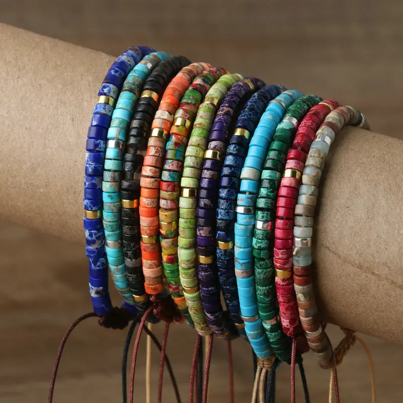 Boho Bliss Natural Stone Beaded Bracelet | Adjustable Gemstone Jewelry for Effortless Style