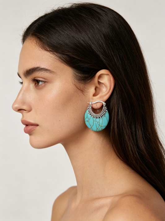Boho Vintage Turquoise Drop Earrings | Elegant Charm Jewelry