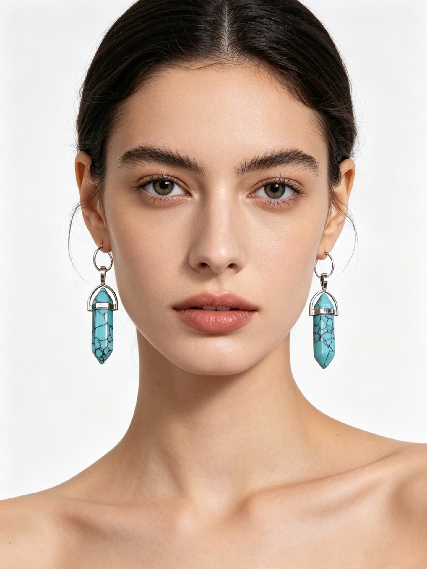 Vintage Turquoise Drop Earrings | Boho Silver Dangle Jewelry