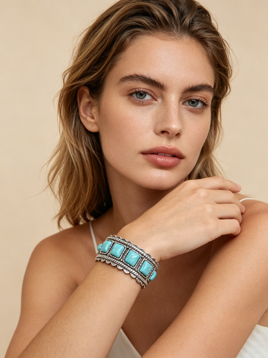 Desert Sky Turquoise Cuff Bracelet – Southwestern Boho Statement Jewelry