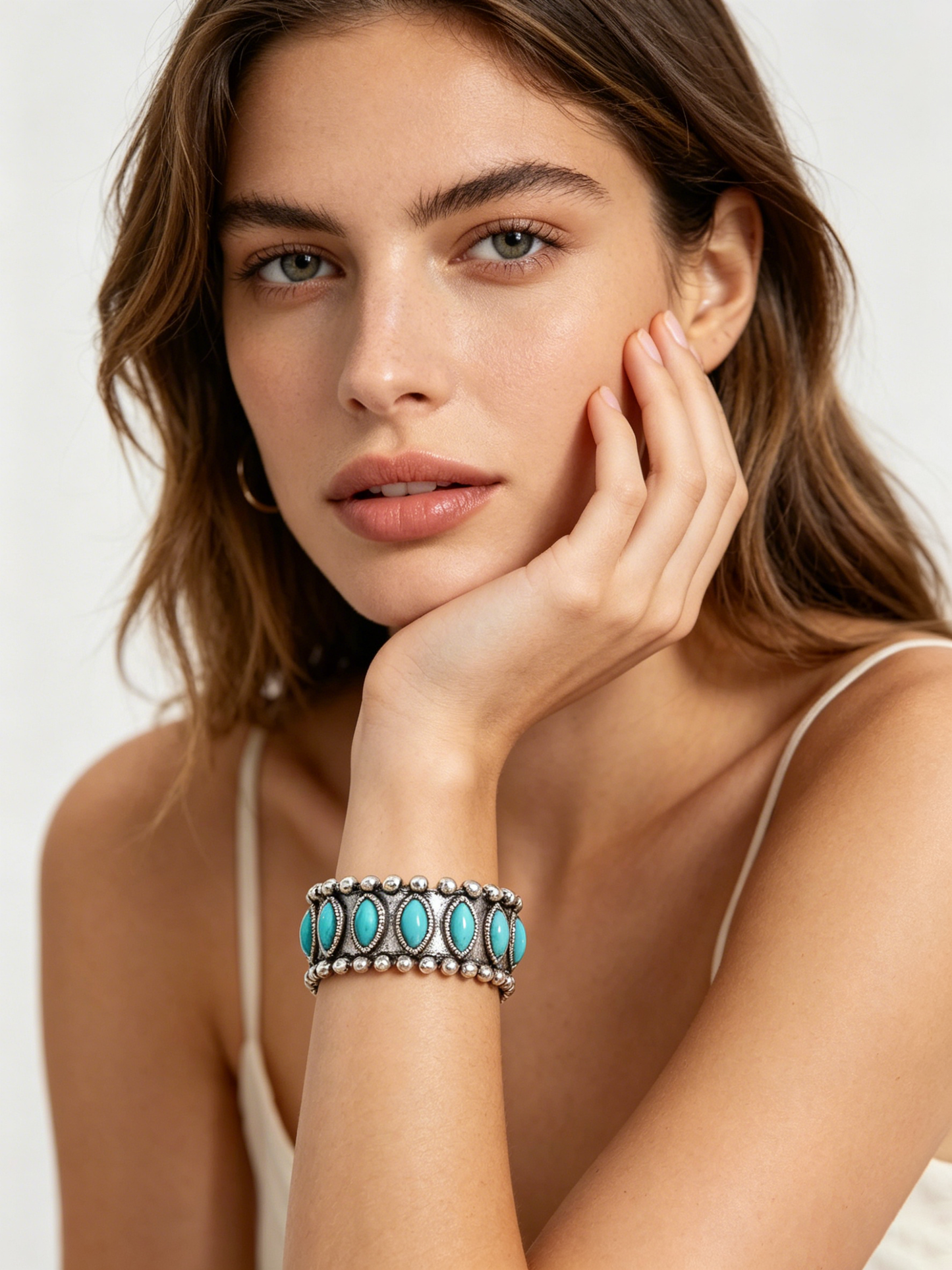Boho Turquoise Cuff Bracelet | Adjustable Open Bangle