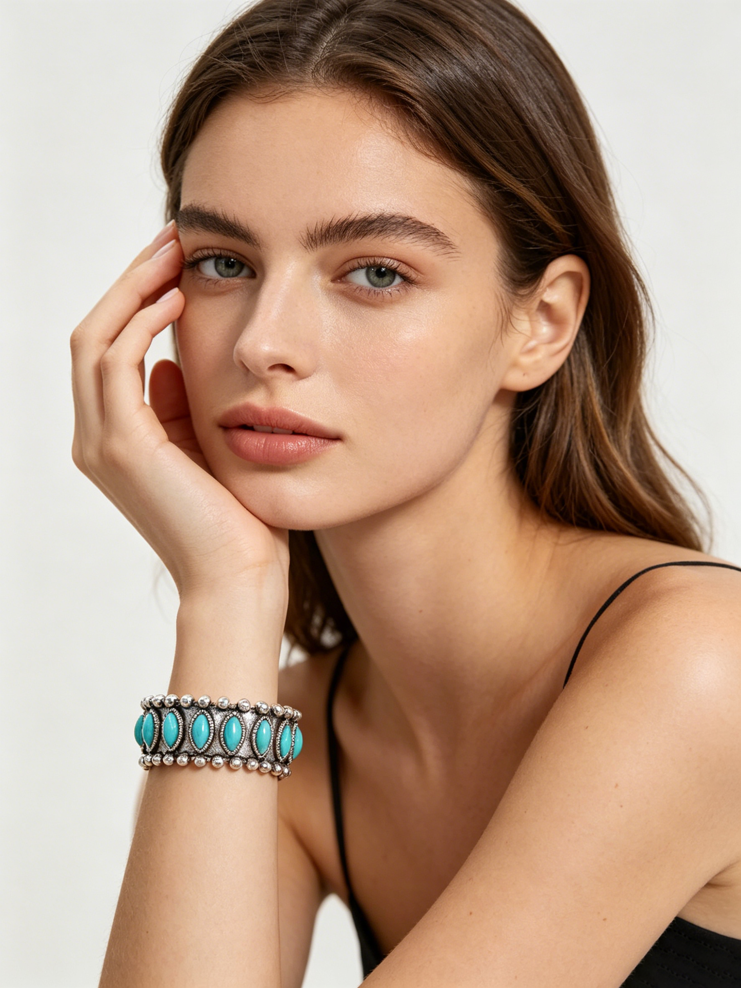 Boho Turquoise Cuff Bracelet | Adjustable Open Bangle