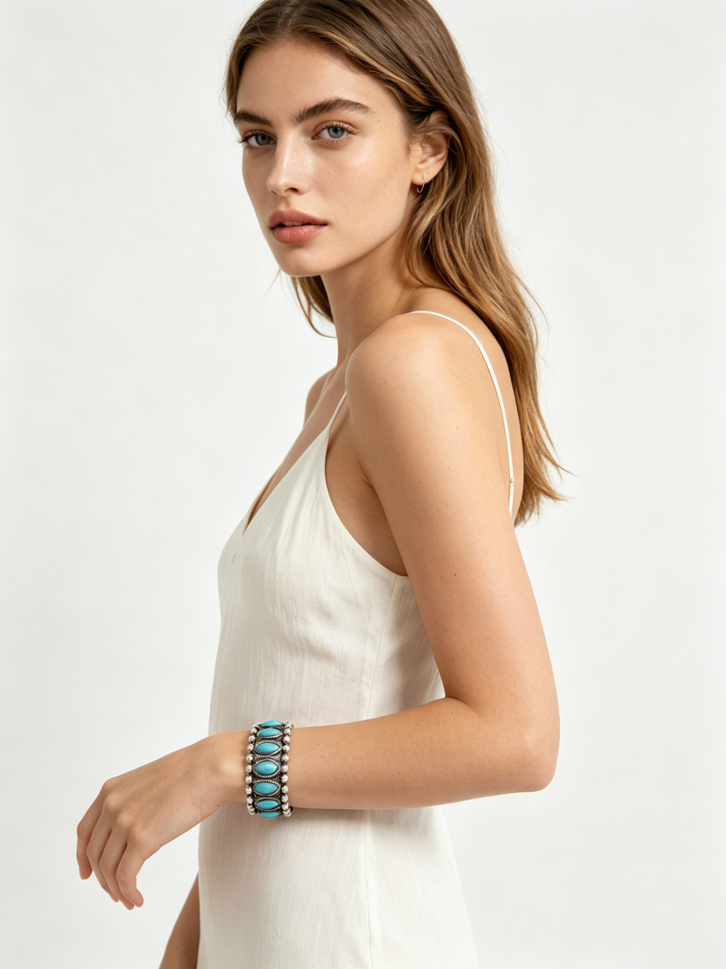 Boho Turquoise Cuff Bracelet | Adjustable Open Bangle